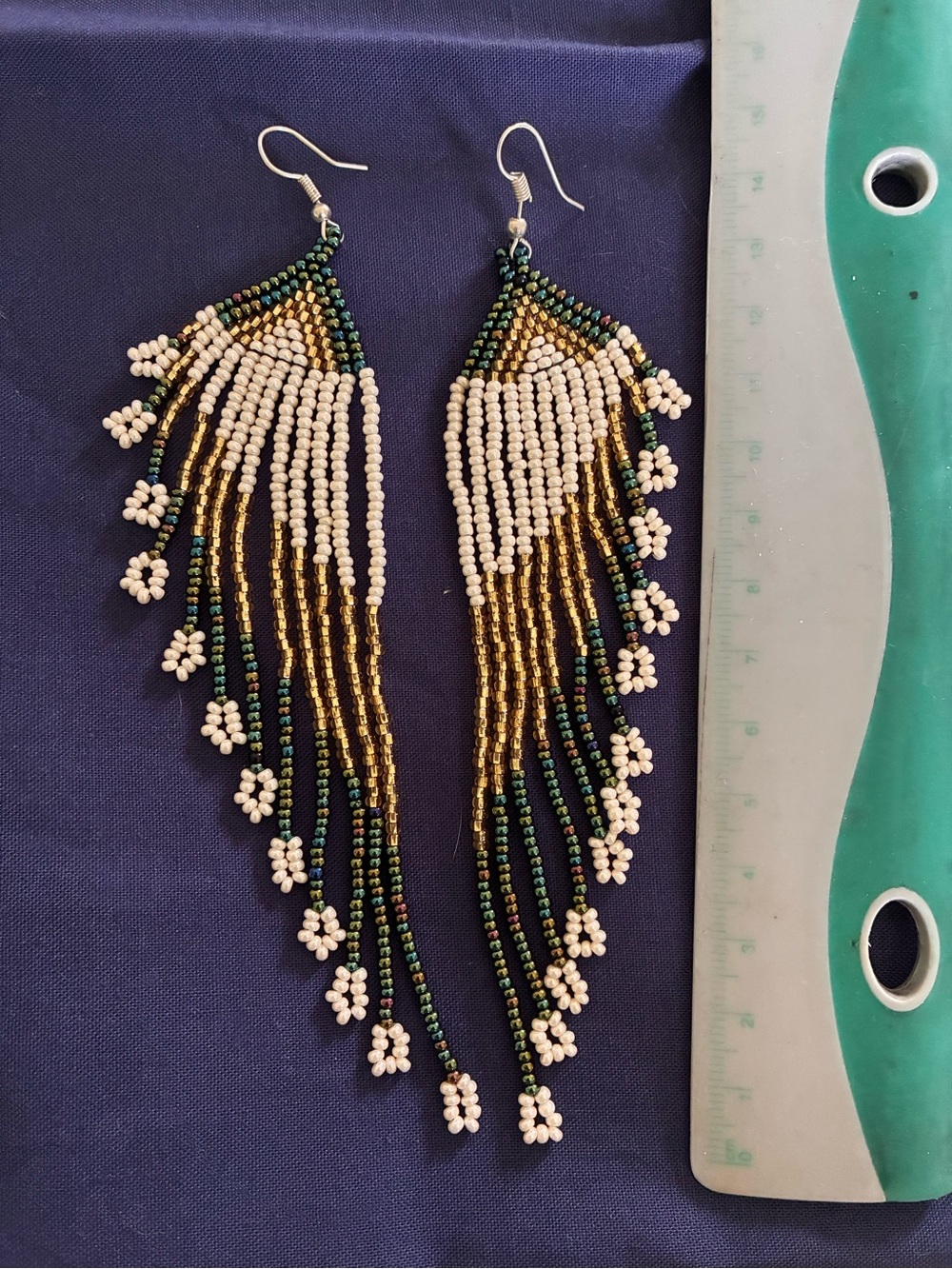 Handmade beaded angel wing earrings